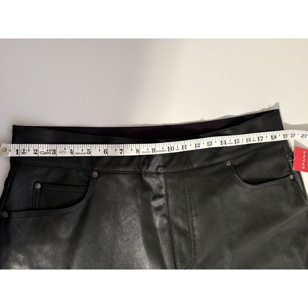 SPANX Faux Leather Black High Rise Shaping Pull-On Slim Straight Pants NWT - Picture 5 of 8